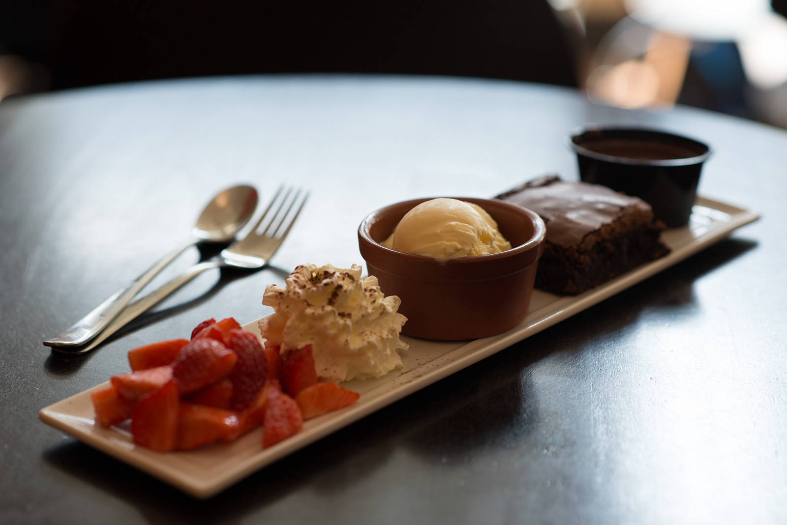 A plate of food items