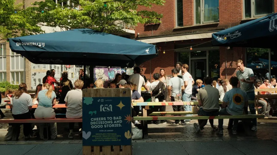 The terrace of Café Fest in Amsterdam.